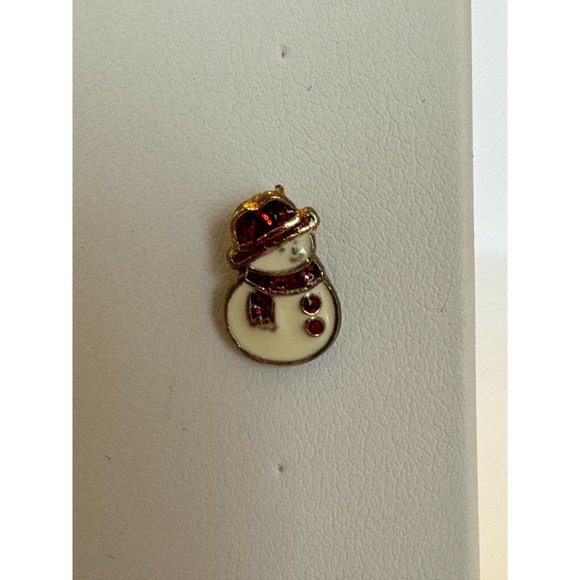 Christmas Snowman Earrings and Brooch Pin Set Red Sparkle Glitter Scarf Holidays - Picture 11 of 12